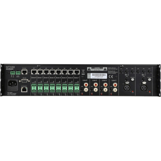 MTX88 8 ZONE MULTI ZONE AUDIO MATRIX MIXER WITH WEB BASED CONTROL AUDAC MTX88