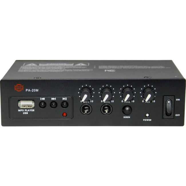 PA20M 20W DC12V CLASS D AMPLIFIER MP3 SIREN 2XMIC AUX IN SHOW SHOW