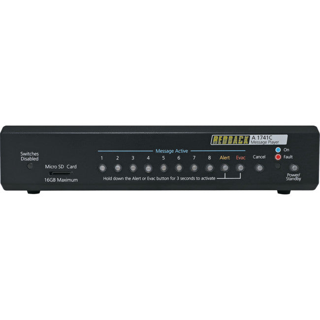 A1741C 8-WAY MESSAGE PLAYER WITH ALERT / EVAC REDBACK 01456009