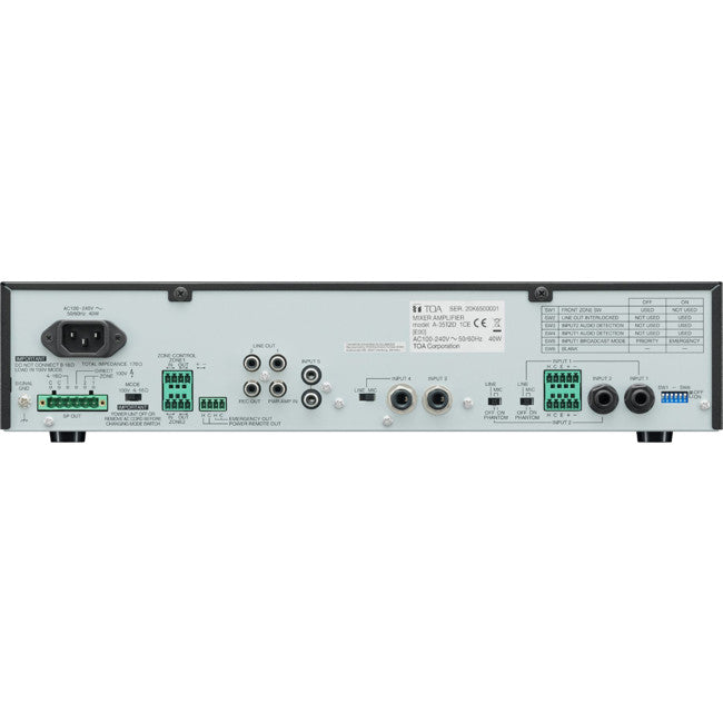 A3512D TOA 120W 5 INPUT MIXER AMP 2 ZONE -100V - 4-16 OHM TOA 487715