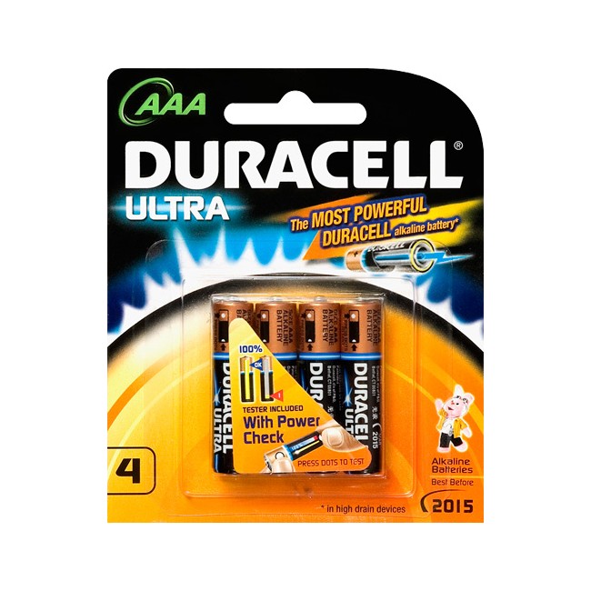 MX2400B4 AAA DURACELL ULTRA ALKALINE BATTERY PK4 DURACELL 82210556