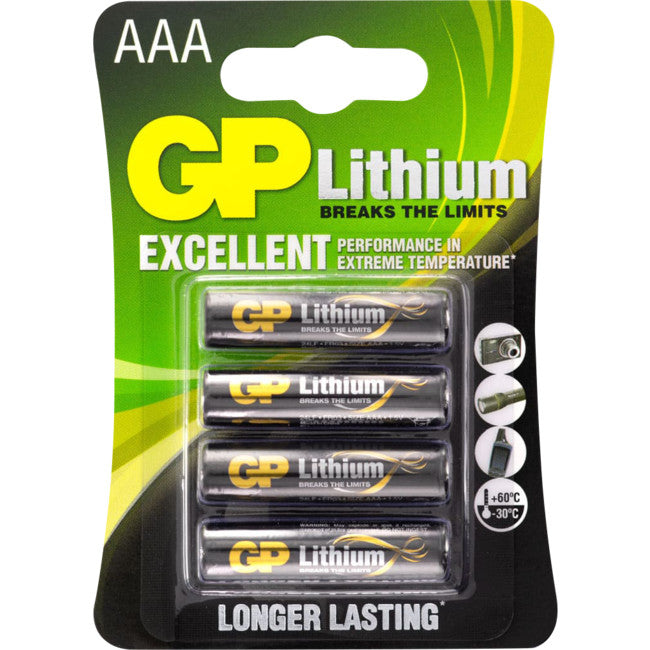 GP24LC4 1.5V AAA LITHIUM FRO3 PACK -4 GP GP GP24LC4