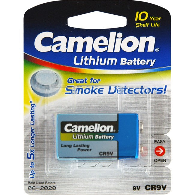 CL9V 9V LITHIUM 10 YEAR BATTERY CR9V 10 YEAR SMOKE ALARM LIFE CAMELION CAFR9V