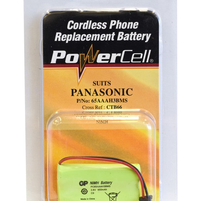 CTB66 3.6V NIMH 650MAH PHONE BATTERY SUITS PANASONIC CORDLESS PHONE POWERCELL 65AAAH3BMS