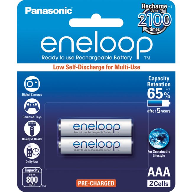 BK4MCCE2BA 2 PACK AAA ENELOOP BATTERIES RECHARGEABLE LSD PANASONIC PANASONIC BK-4MCCE/2BA