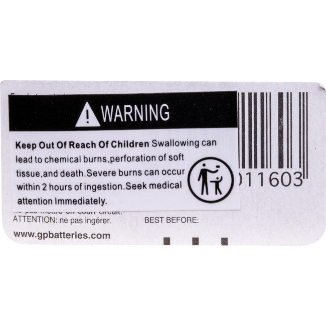 AGP86B1 LR43 BUTTON CELL ALKALINE GP A86 PK1 GP 02736811