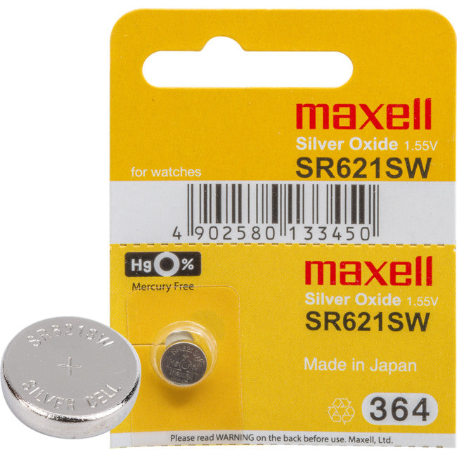 SR621SW 1.55V BUTTON CELL SILVER OXIDE 364 BATTERY SR60 MAXELL MAXELL SR60