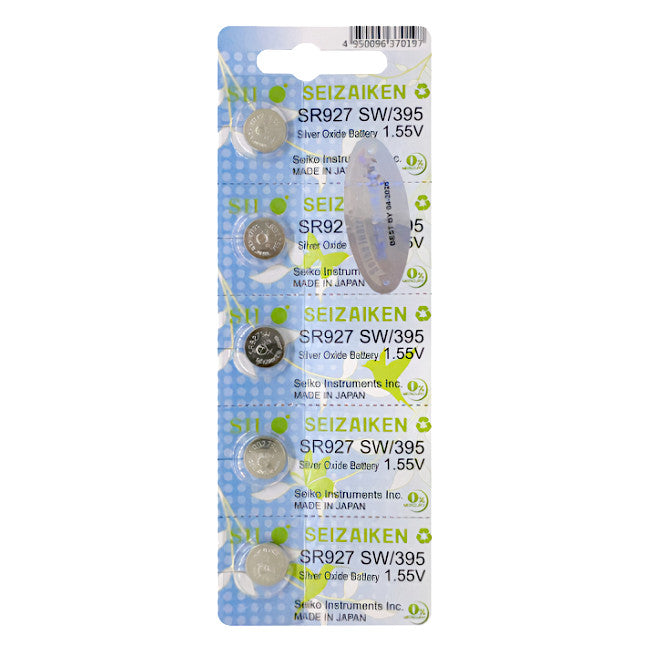 SR927SWC5 1.55V S/OXIDE BUTTON CELL-PK5 55MAH  - 395 BATTERY SR57 SEIZAIKEN SR927SWC5