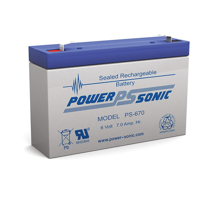 PS670 6V 7AMP SLA BATTERY F1 TERMINAL SEALED LEAD ACID POWER SONIC PS-670