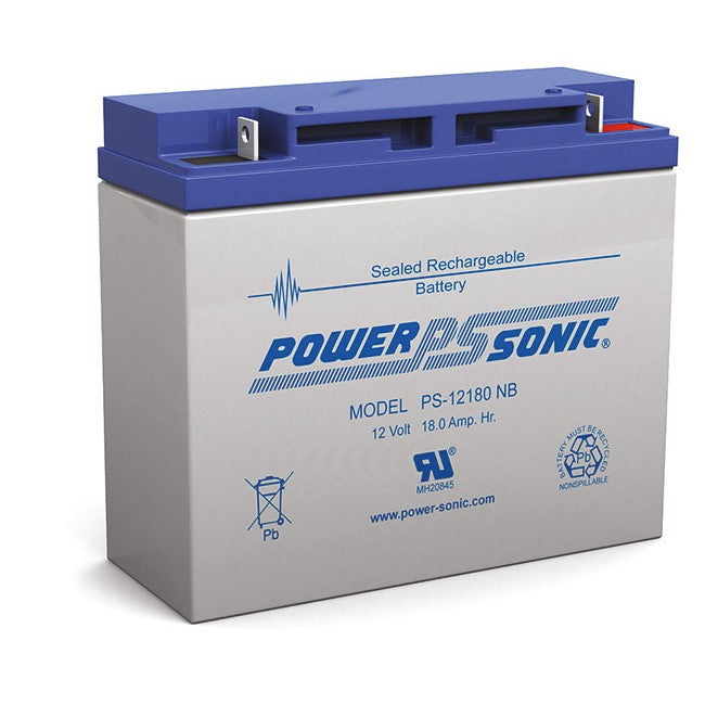 PS12180NB 12V 18AMP SLA BATTERY NB2 TERMINAL SEALED LEAD ACID POWER SONIC PS-12180NB