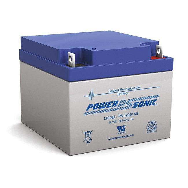PS12260 12V 26AMP SLA BATTERY NB2 TERMINAL SEALED LEAD ACID POWER SONIC PS-12260