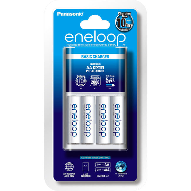 KKJ51MCC4TA ENELOOP 10HR STANDARD CHARGER WITH 4 BONUS LSD AA BATTERIES PANASONIC 03611400