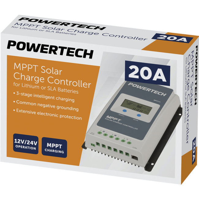 MP3741 20AMP SOLAR CHARGER CONTROLLER MPPT SLA LITHIUM BATTERIES POWERTECH MP3741