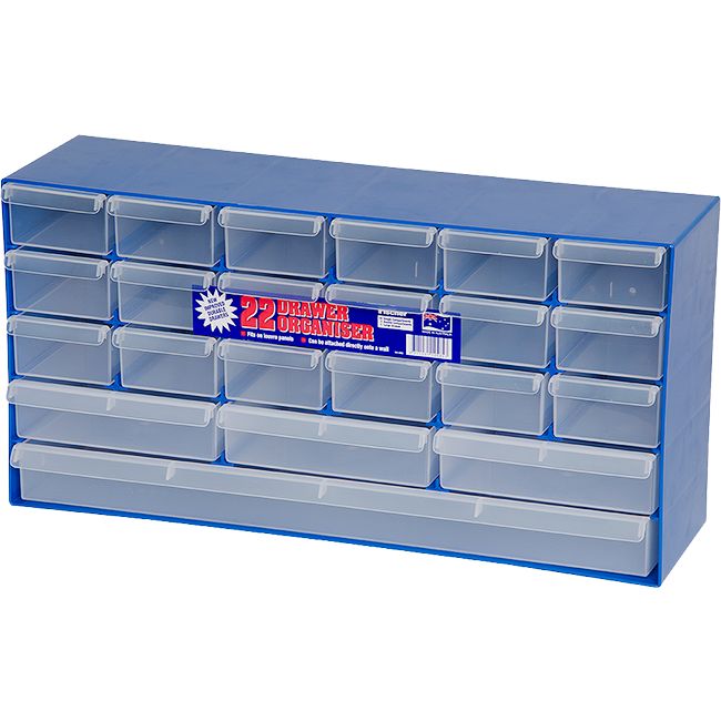 1H053 MULTI-SIZE 22-DRAWER CABINET COMPARTMENTS FISCHER PLASTIC 1H053