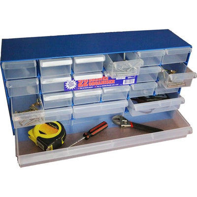 1H053 MULTI-SIZE 22-DRAWER CABINET COMPARTMENTS FISCHER PLASTIC 1H053
