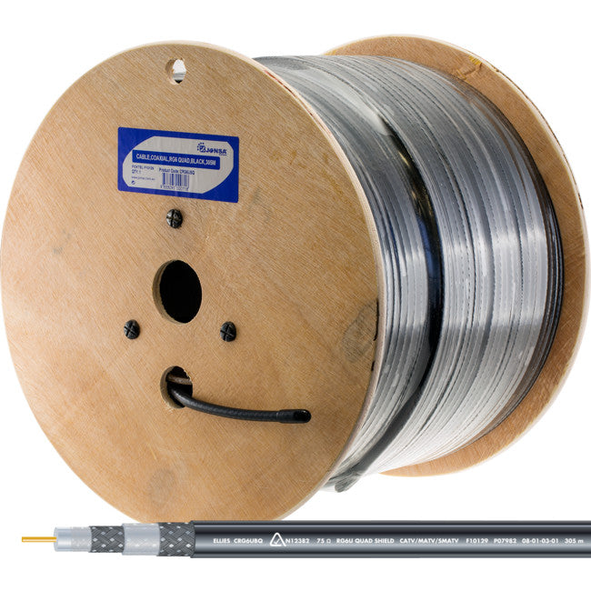 CRG6UBQ-1M RG6Q COAX CABLE FOXTEL - 1M APPROVED F10129 (305M) QUAD JONSA CRG6UBQ