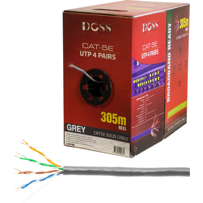 C5RGRY 305M CAT5E SOLID CABLE GREY SOLD AS 305M ROLL ONLY DOSS