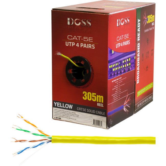 C5RYLW 305M CAT5E SOLID CABLE YELLOW SOLD AS 305M ROLL DOSS