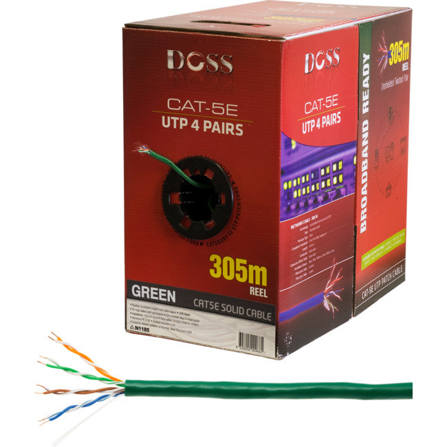 C5RGRN 305M CAT5E SOLID CABLE GREEN SOLD AS 305M ROLL ONLY DOSS