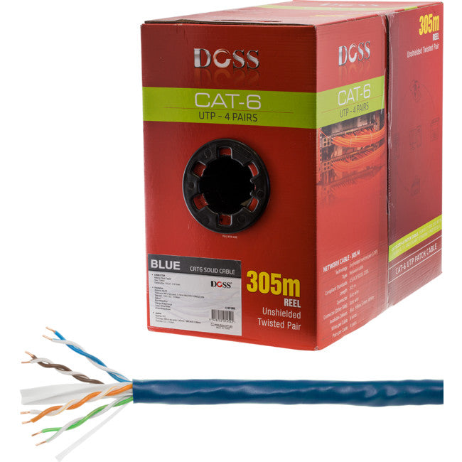 C6RBLU 305M CAT6 SOLID CABLE BLUE ROLL CODE DOSS
