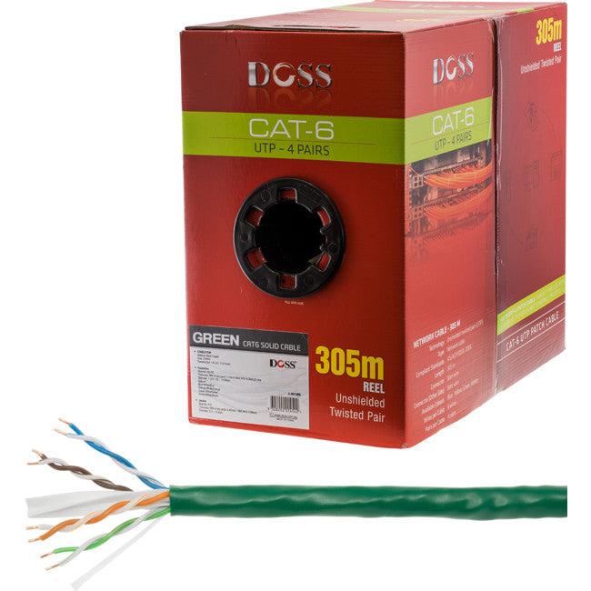 C6RGRN 305M CAT6 SOLID CABLE GREEN SOLD AS 305M ROLL ONLY DOSS