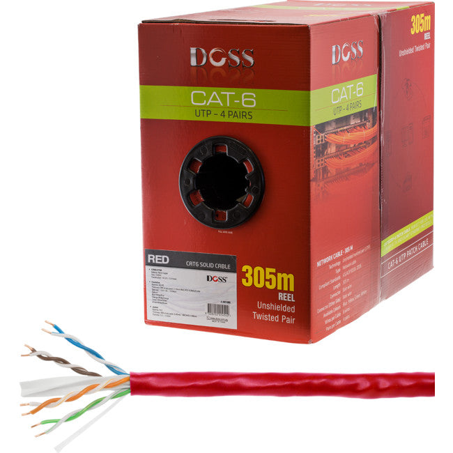 C6RRED 305M CAT6 SOLID CABLE RED SOLD AS 305M ROLL ONLY DOSS