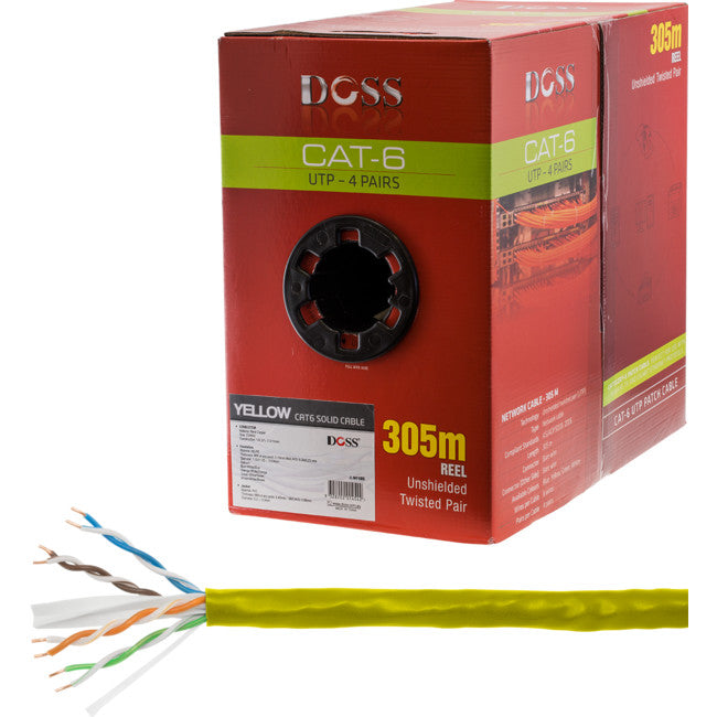 C6RYLW 305M CAT6 SOLID CABLE YELLOW SOLD AS 305M ROLL ONLY DOSS