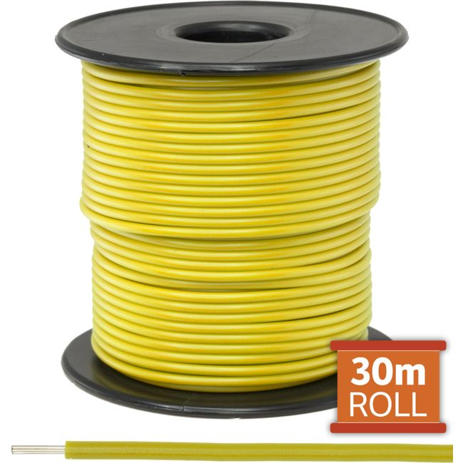 7-.25Y-30M 30M YELLOW HOOKUP WIRE/CABLE SOLD AS A ROLL OF 30M DOSS