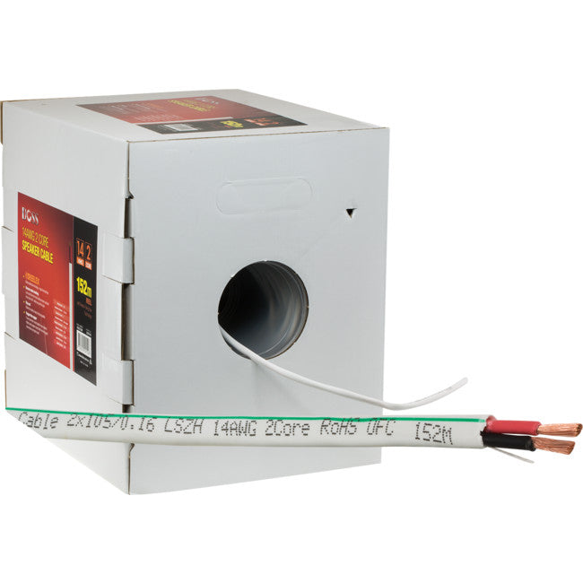 14G2C152M 14AWG 2CORE SPEAKER CABLE 152M 500FT ROLL LSZH REELEX WHITE/G DOSS 14-2C-500