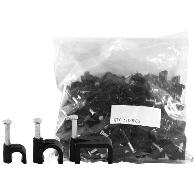 6RCCB 6MM CABLE CLIP TO SUIT RG59 CABLE ROUND BLACK 100PACK WL6102LB
