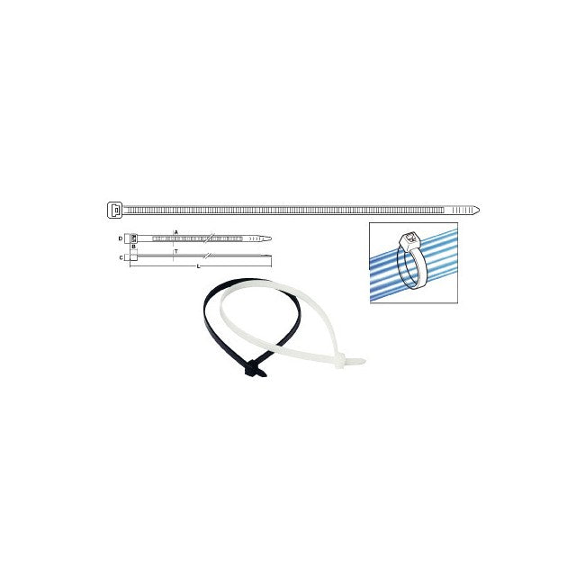 CTP382NT 382MM PREMIUM CABLE TIE CLEAR / NATURAL - 100 PACK RPG 382-7.5/NT