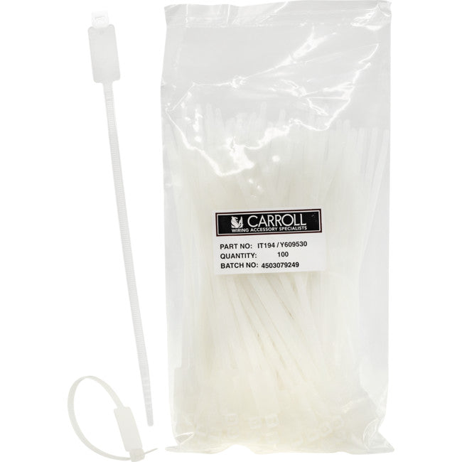 IT194NT 194MM NAME TAG / ID CABLE TIE CLEAR / NATURAL - 100 PACK IT194