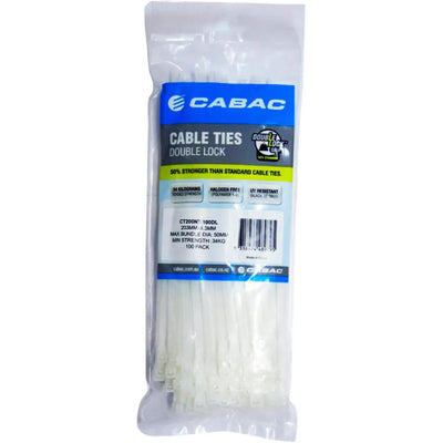 CT200NTDL 203 X 4.3MM DOUBLE LOCK CABLE TIE 100PK NATURAL CABAC 05571120