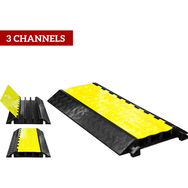 CS01I - 3X 6.5CM CHANNEL CABLE GUARD - EXTREME HEAVY DUTY RAMP - CABLE SAFE