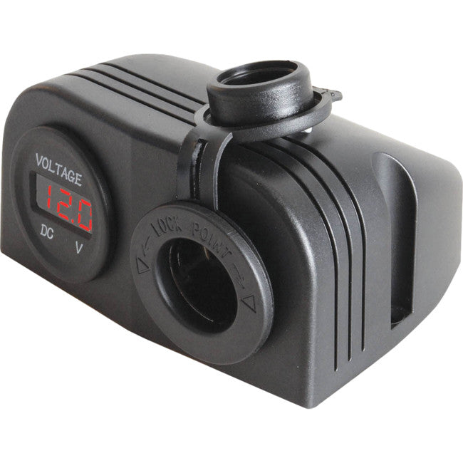 PS2024 CIG SOCKET WITH VOLTMETER 10A PANEL/ SURFACE MOUNT MARINE PS2024