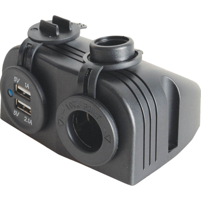 PS2026 CIG SOCKET WITH DUAL USB PORTS PANEL/ SURFACE MOUNT PS2026