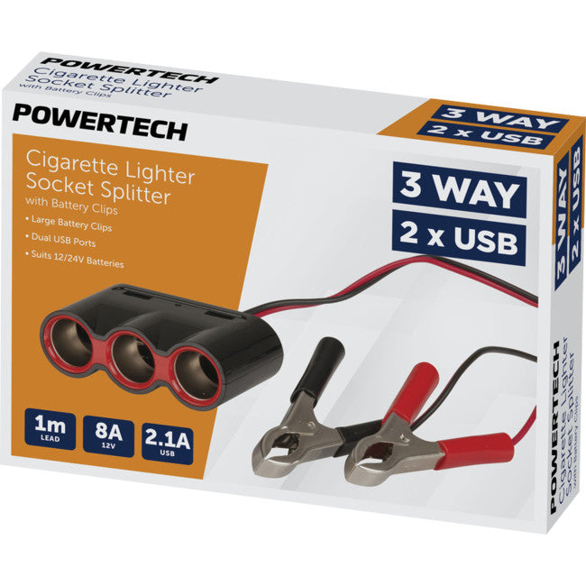 PS2039 3 WAY CIG LIGHTER TO BATTERY USB CHARGER PS2039