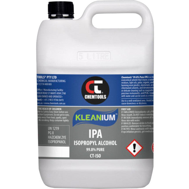 ISO5L 99.8% ISOPROPYL ALCOHOL 5LITRE ISOPROPANOL / ALCOHOL DRUM 5L CHEMTOOLS CT-ISO-5L