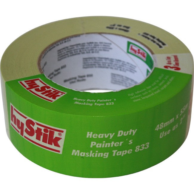 833MT48 3 DAY HEAVY DUTY MASKING TAPE 48MM X 55MT ROLL PAINTERS TAPE HYSTIK 2064