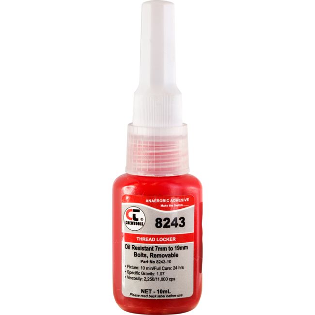 8243-10G THREADLOCKER MEDIUM STRENGTH LOCTITE NUT SCREW LOCK 10ml CHEMTOOLS 8243-10ML
