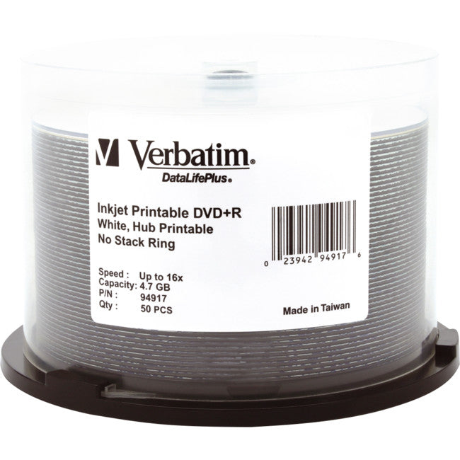 VDVD+R50P - 50PK DVD+R PRINTABLE SPINDLE - 16x 4.7GB - VERBATIM