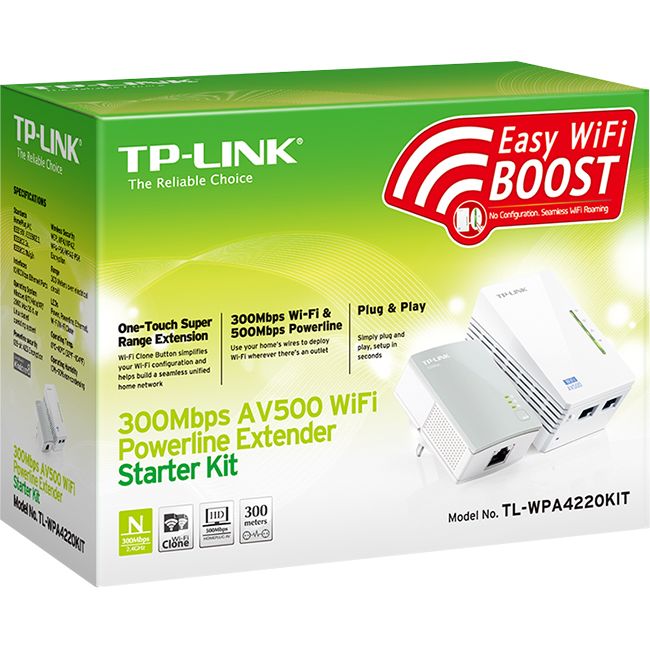 WPA4220KIT - WIRELESS POWERLINE EXTENDER - 300MBPS WIFI TLWPA4220 - TP-LINK