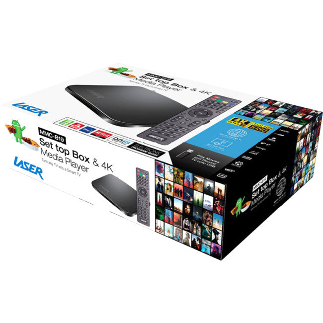 MMCB19 ANDROID 4K MEDIA PLAYER STB SETTOP MPEG4 NETFLIX DLNA LASER MMC-B19