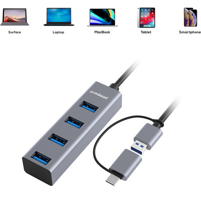 CU3H4G 4 PORT USB3.0 HUB+ C CONVERTER MBEAT MB-CU3H-4G