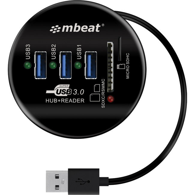 HCR518 3 PORT USB HUB AND CARD READER USB3.0 MBEAT MB-HCR518