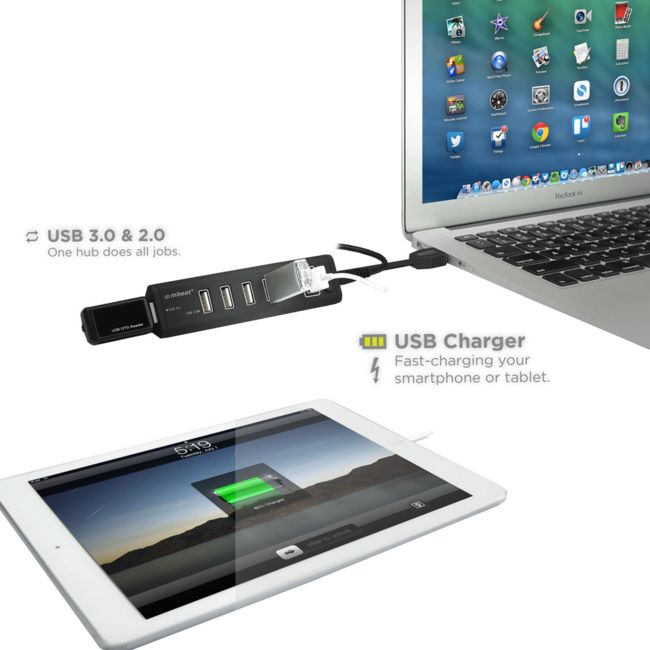 HUB716 7 PORT USB HUB AND CHARGER USB 3.0 & 2.0 MBEAT MB-HUB716