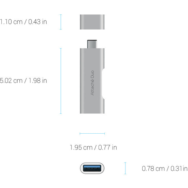 UTC02 DUO USB-C TO USB 3.1 ADAPTOR TYPE-C CHARGER ATTACHE MBEAT MB-UTC-02