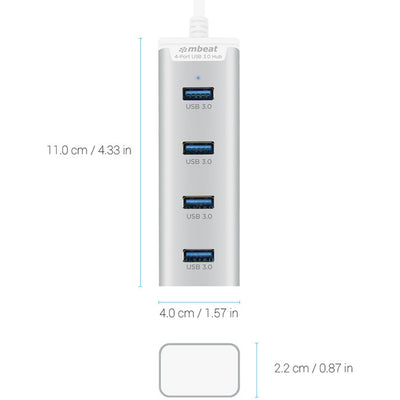 HUB43ST MBEAT 4 PORT USB3.0 HUB ALUMINIUM MBEAT MB-HUB43ST