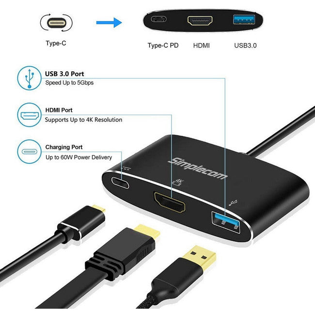 DA310 USB3.1 TYPE-C TO HDMI WITH PD SIMPLECOM DA310