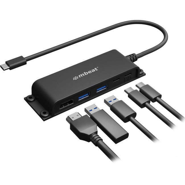 HUBE05 - MOUNTABLE 5 PORT USB-C HUB - 4K HDMI 60W PD CHARGING - MBEAT